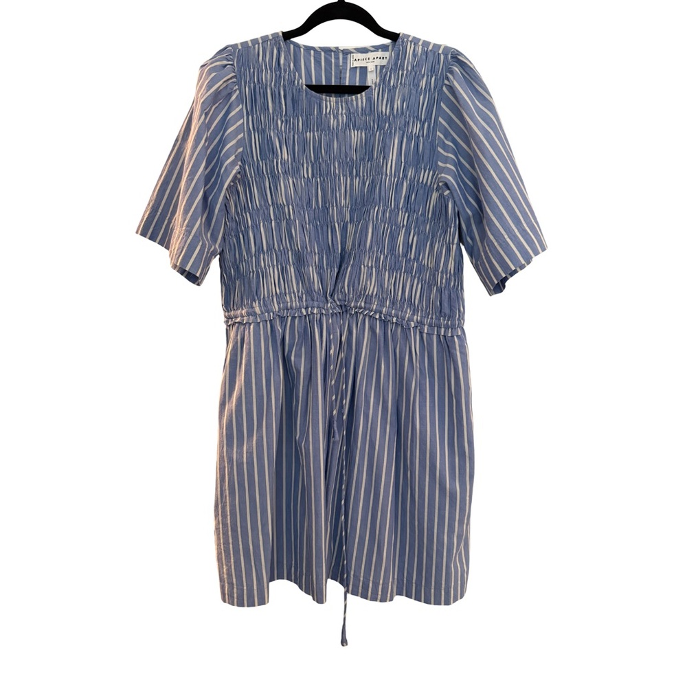 Apiece Apart Blue and White Striped Mini Dress